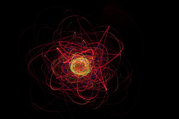 electron visualisation a representation of the path of electrons flying around a nuculeus at various energy levels