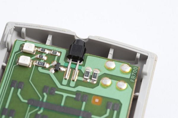 infrared emitter macro image of the infrared emitter and circuitry in a remote control unit