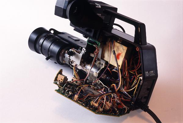 videcon video camera a video camera from the days before CCD sensors, containing a glass videcon tube to create a video image